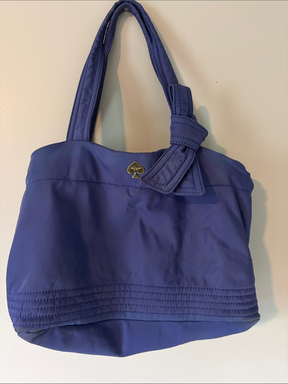 kate spade nylon purple tote with knotted strap